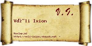 Váli Ixion névjegykártya